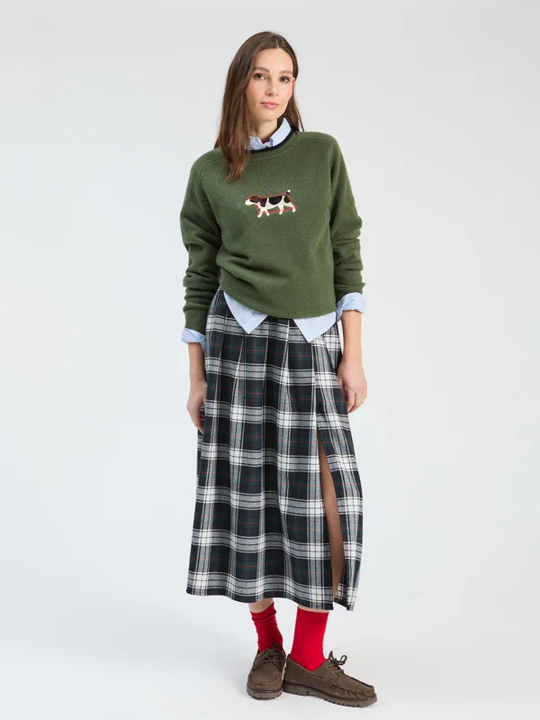 Embroidered Dog Jumper in Green