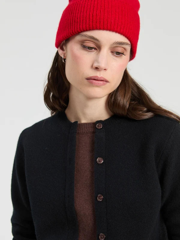 Two Tone Overlay Cardigan in Black/Brown
