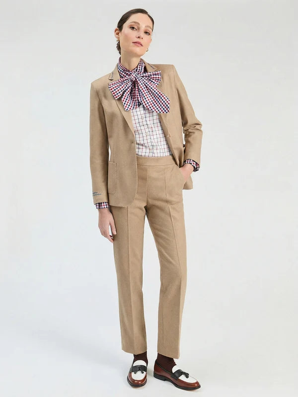 Carole Herringbone Trousers in Biege