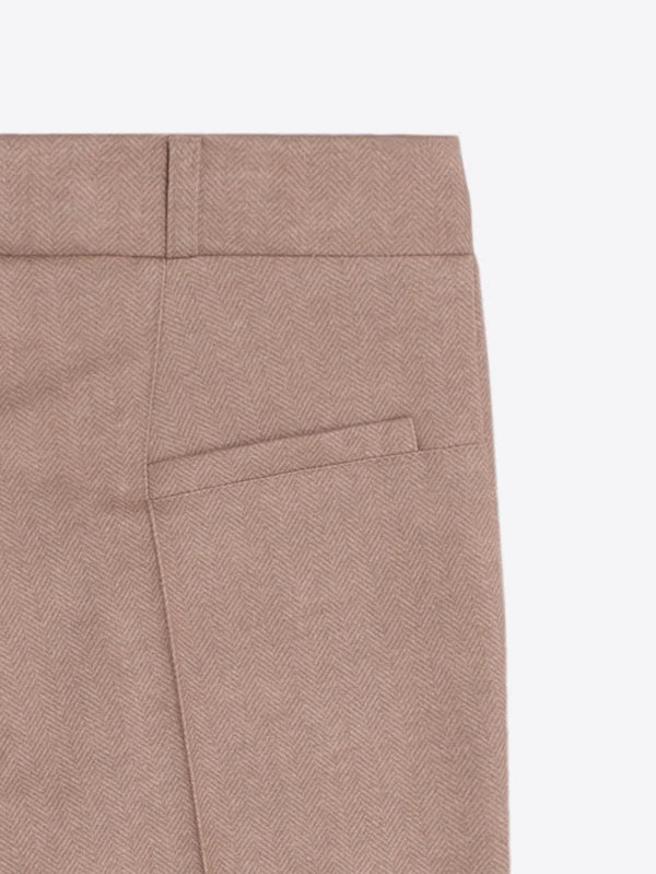 Carole Herringbone Trousers in Biege