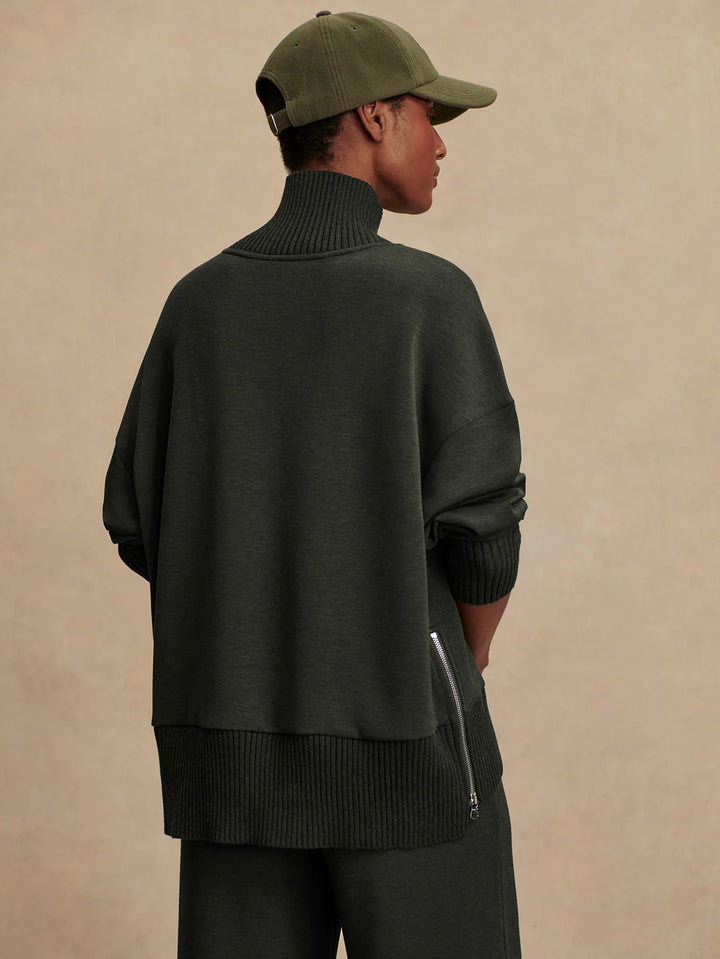 Barker High Neck Sweat in Olive Marl