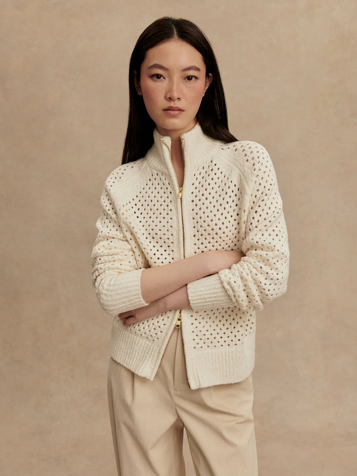 Mandy Boucle Knit Jacket in Coconut Milk