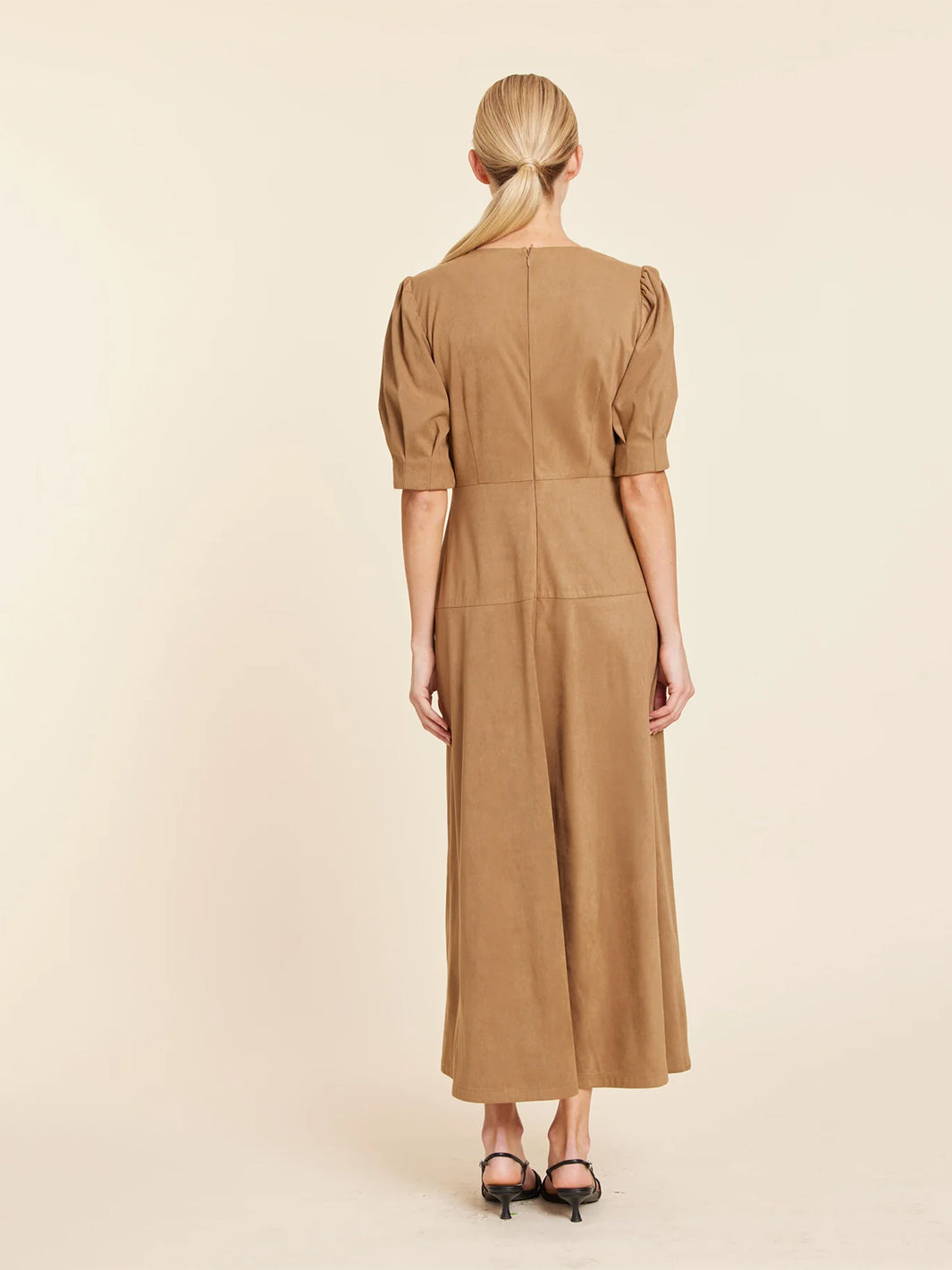 Faux Suede Maxi Dress in Tobacco