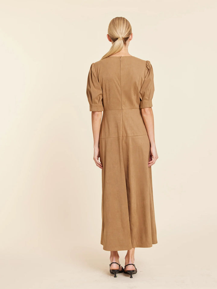 Faux Suede Maxi Dress in Tobacco
