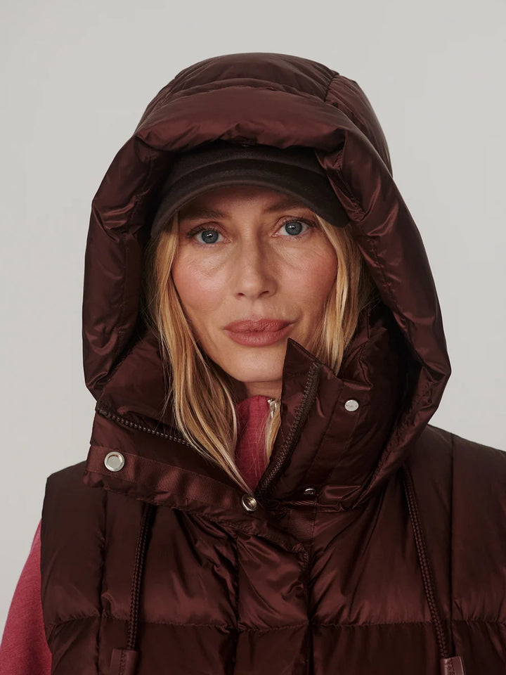 Monti Down Puffer GIlet in Metallic Dark Mohogany