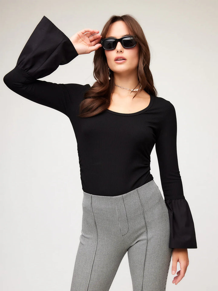 Ava Bell Sleeve Top in Black