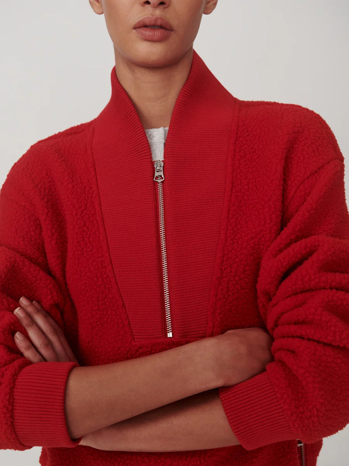 Mumford Half-Zip Fleece in Washed Red