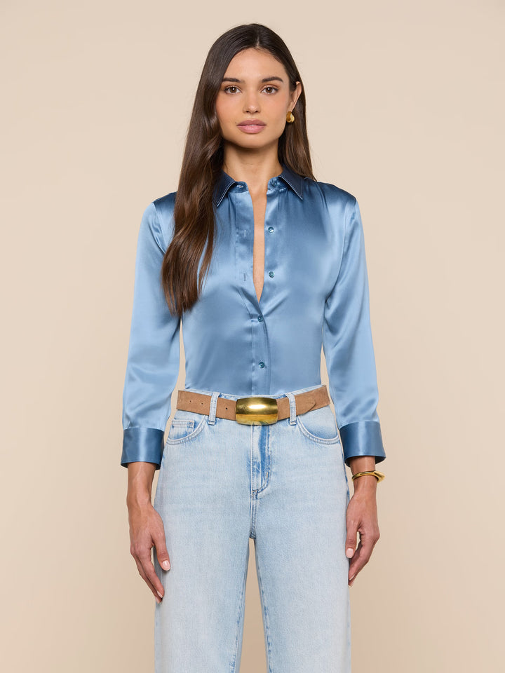 Dani Silk Blouse in Blue Mist