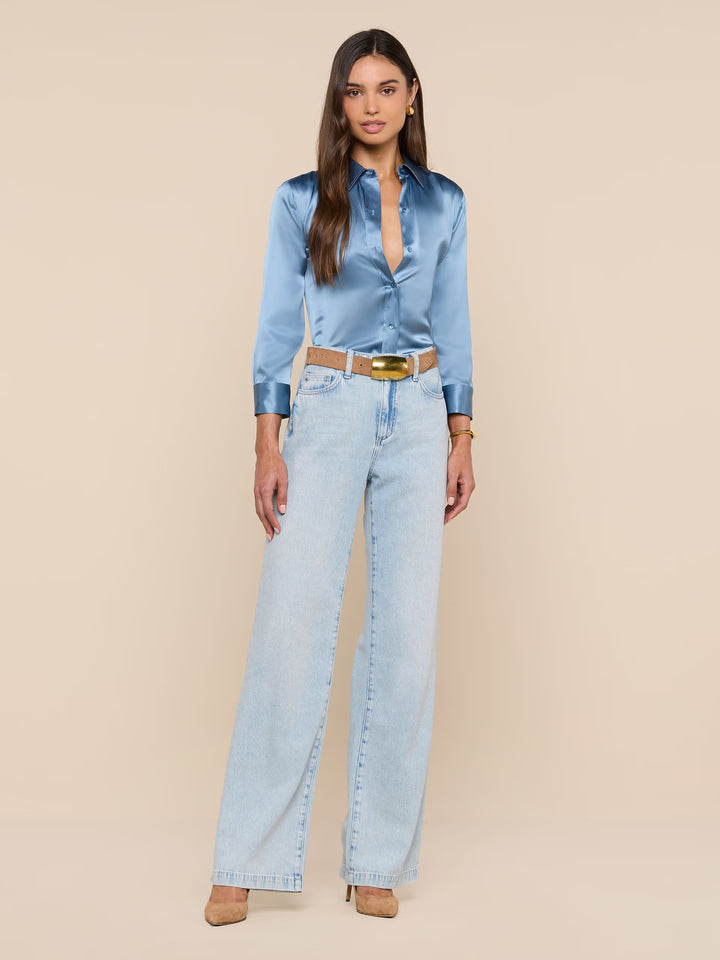 Dani Silk Blouse in Blue Mist