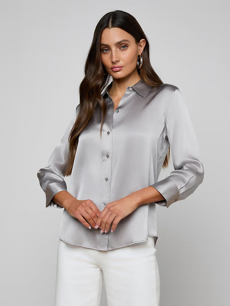 Dani Silk Blouse in Light Pewter