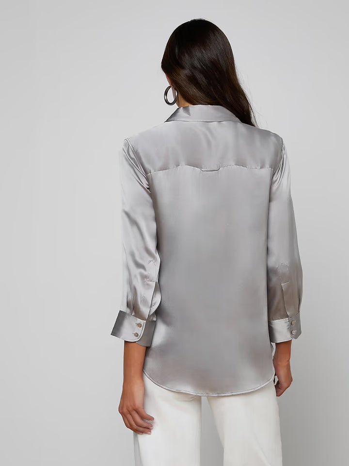 Dani Silk Blouse in Light Pewter