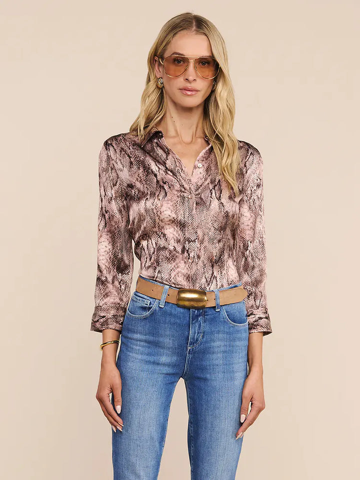 Dani Silk Blouse in Mauve Multi Western Snake Print