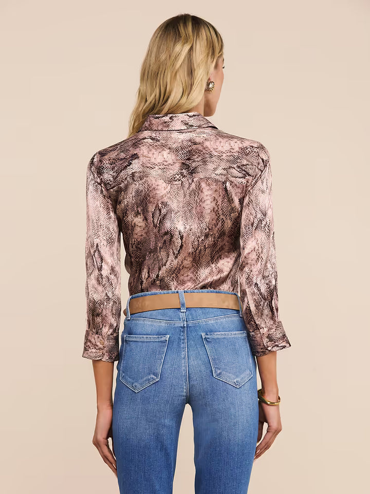 Dani Silk Blouse in Mauve Multi Western Snake Print