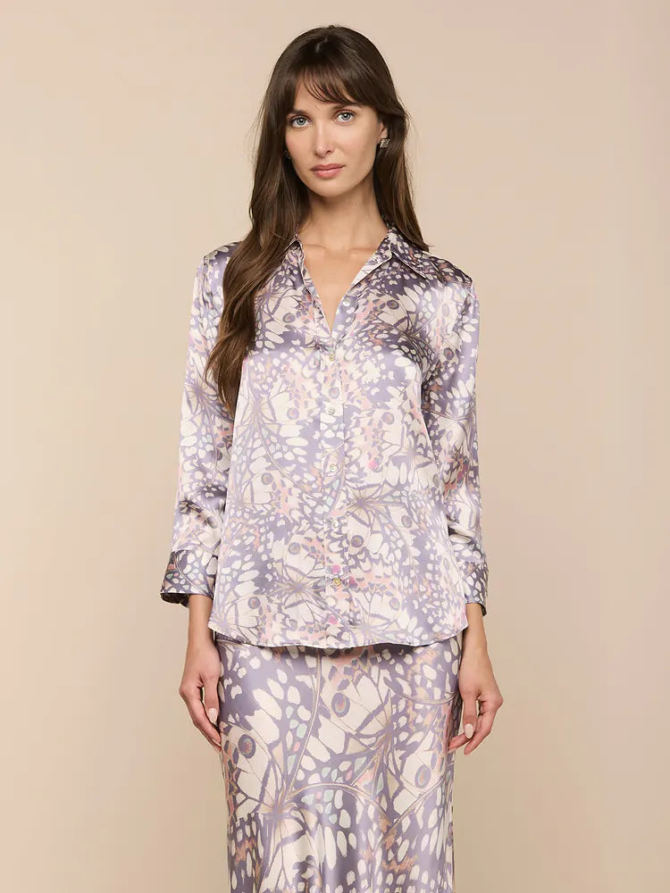 Dani Silk Blouse in Multi Small Butterfly Wing
