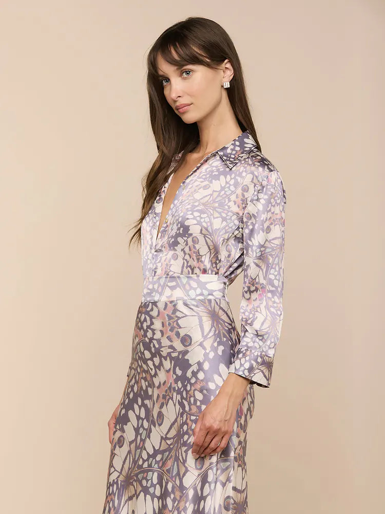 Dani Silk Blouse in Multi Small Butterfly Wing