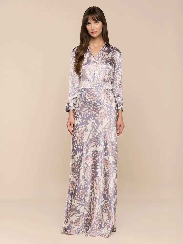 Dani Silk Blouse in Multi Small Butterfly Wing