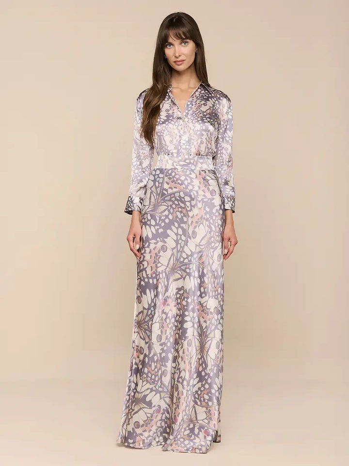 Dani Silk Blouse in Multi Small Butterfly Wing