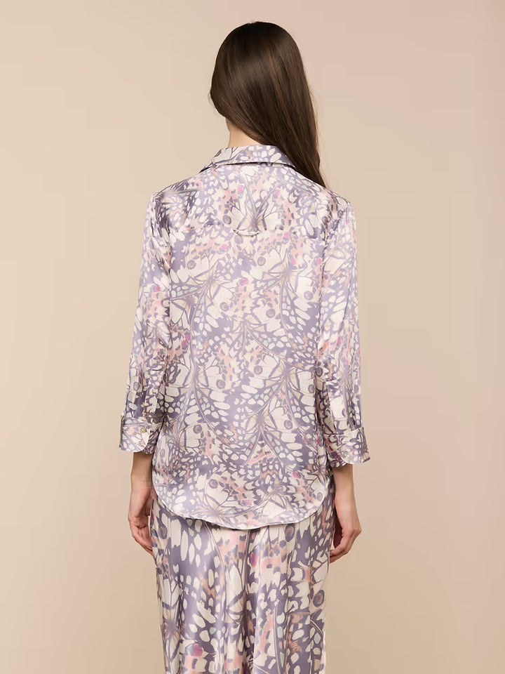 Dani Silk Blouse in Multi Small Butterfly Wing