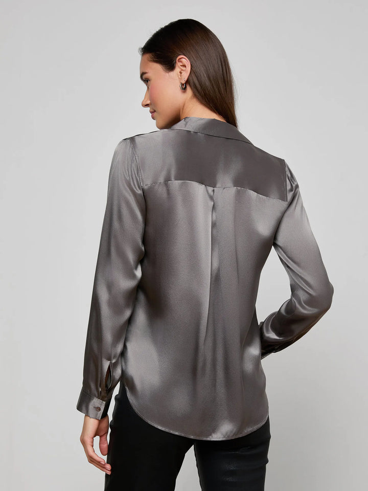 Tyler Silk Blouse in Medium Grey