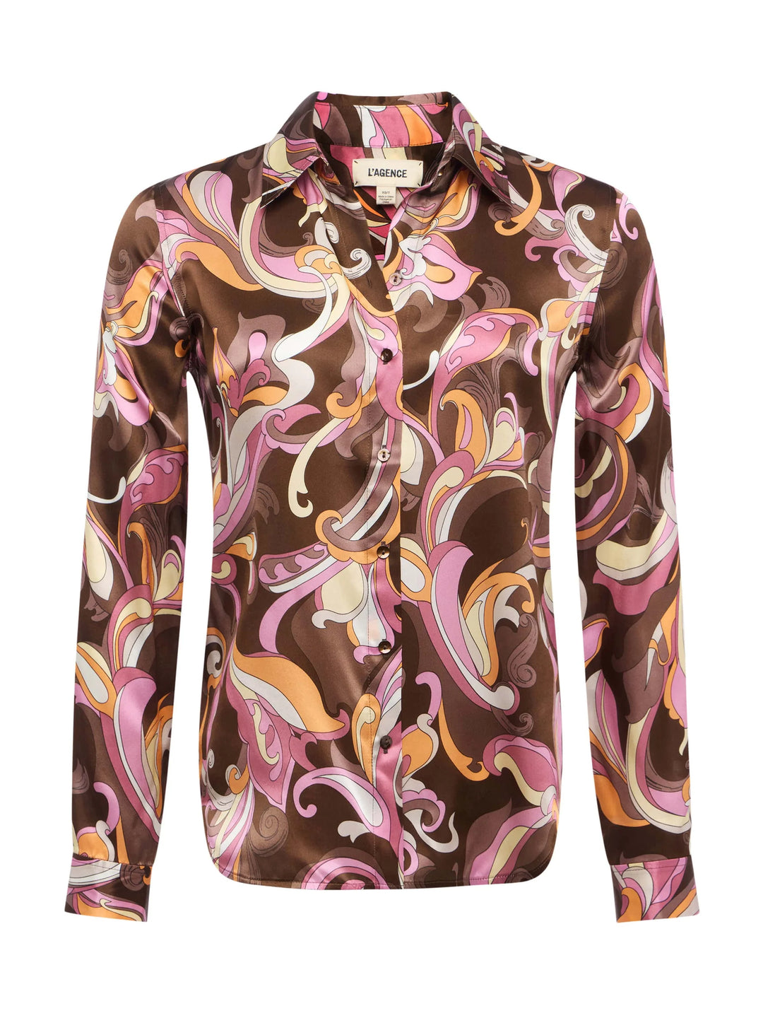 Tyler Silk Blouse in Brown/Pink Multi Small Abstract Paisley