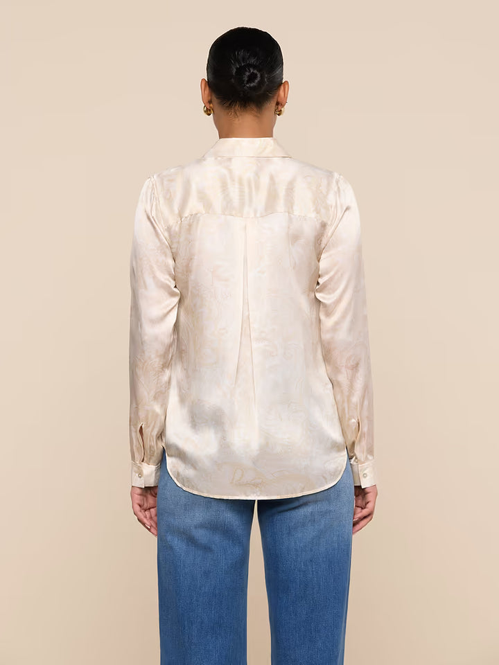 Tyler Silk Blouse in Vintage White Tonal Paisley