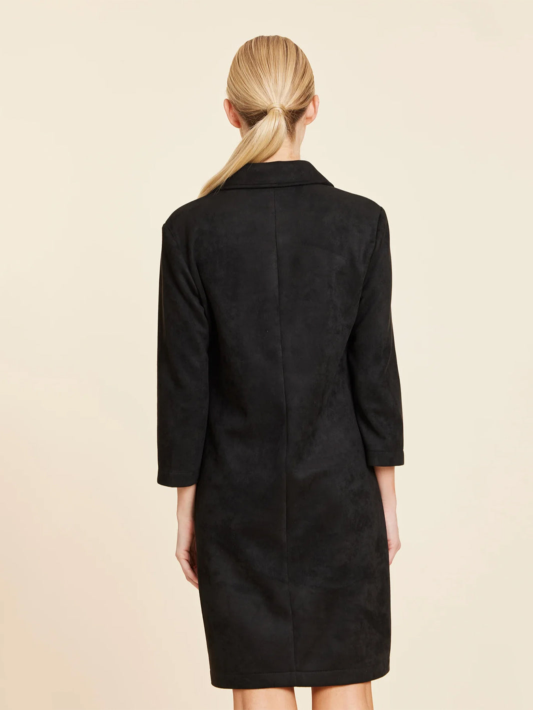 Faux Suede Dress With Grommets in Black