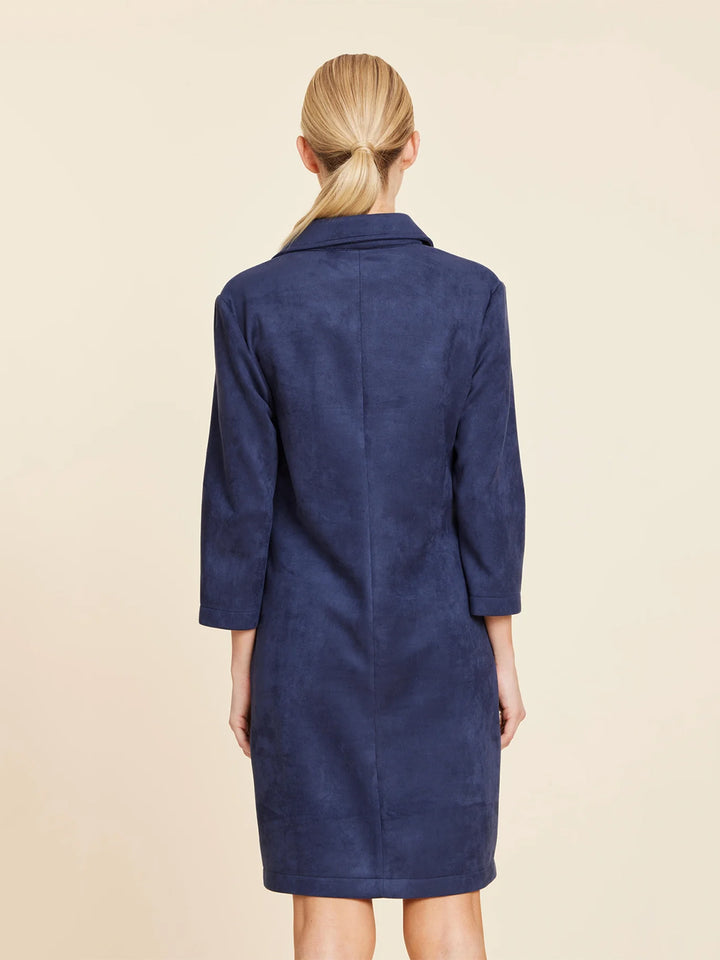 Faux Suede Dress With Grommets in Blue