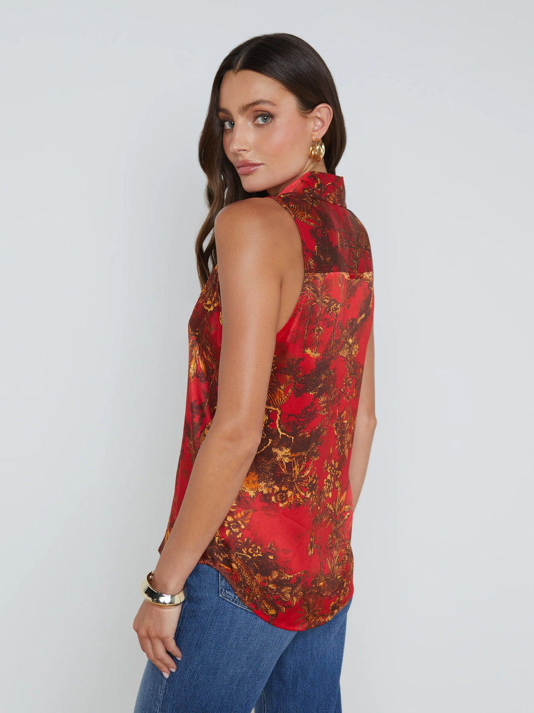 Emmy Sleeveless Blouse in High Risk Multi Jungle Toile