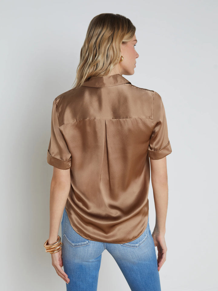 Ellah Short Sleeve Blouse in Dark Cappuccino