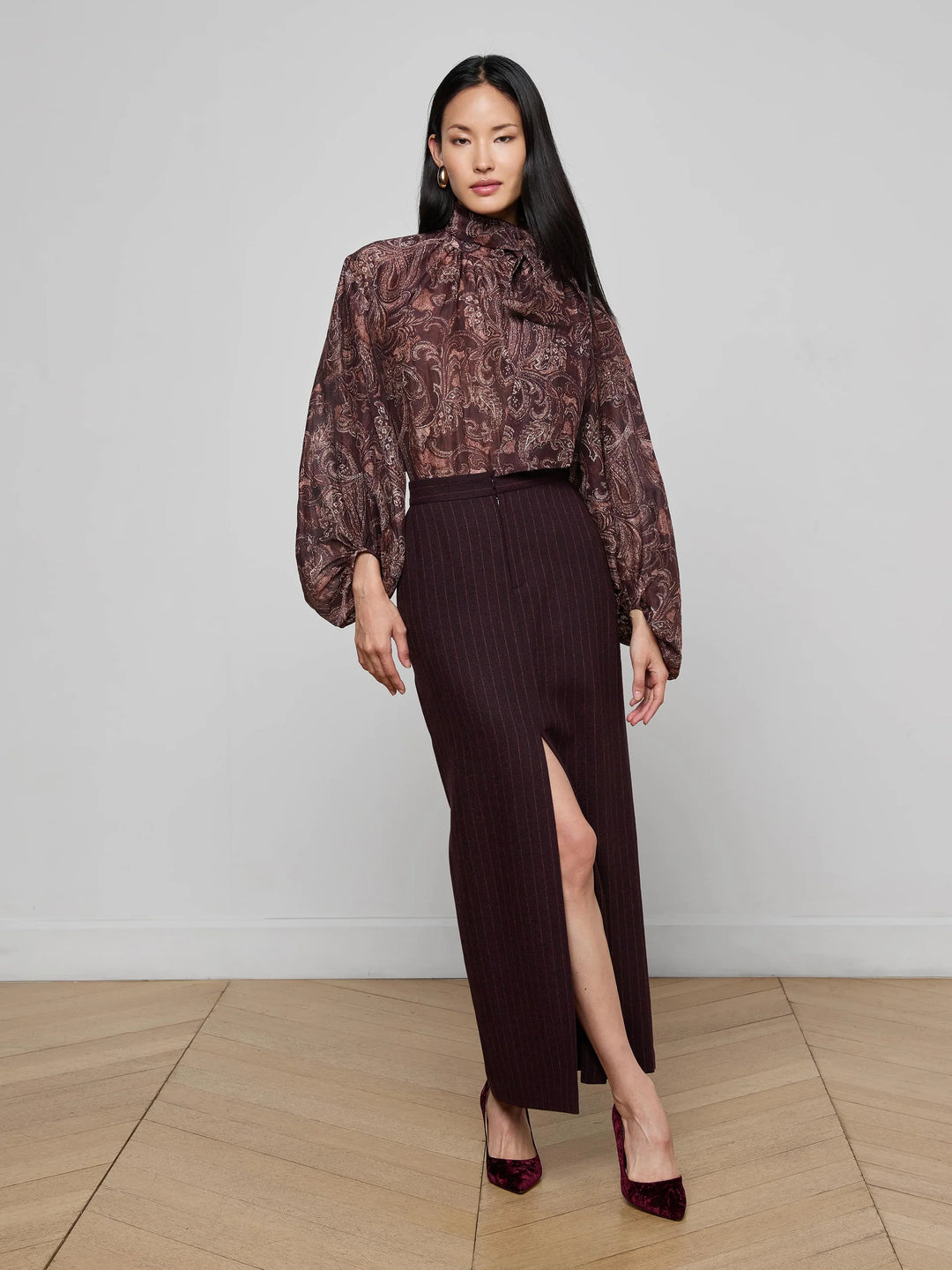 Rhett Oversized Blouse in Brown Etched Paisley