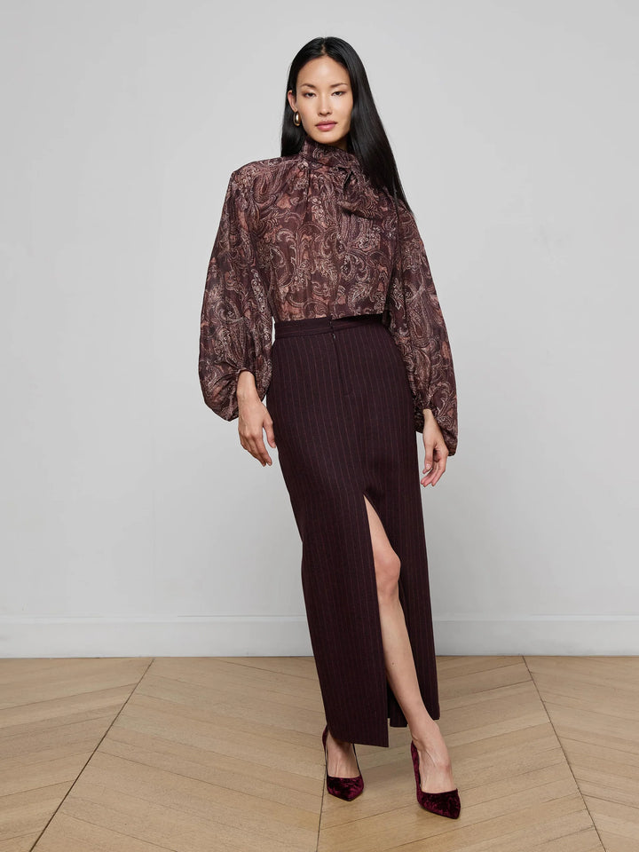 Rhett Oversized Blouse in Brown Etched Paisley