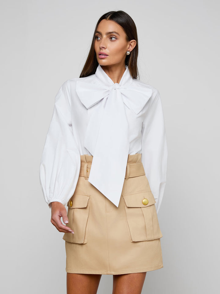 Deon Tie-Neck Blouse in White
