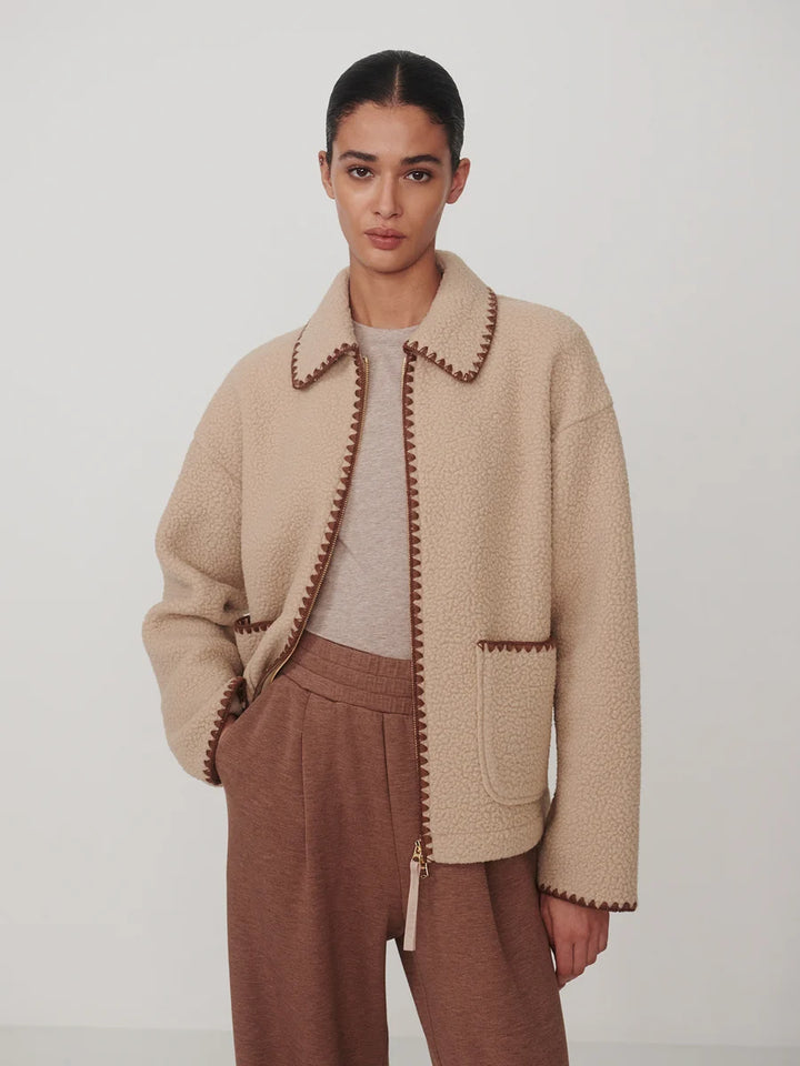 Ruiko Zip-Through Fleece in Light Taupe