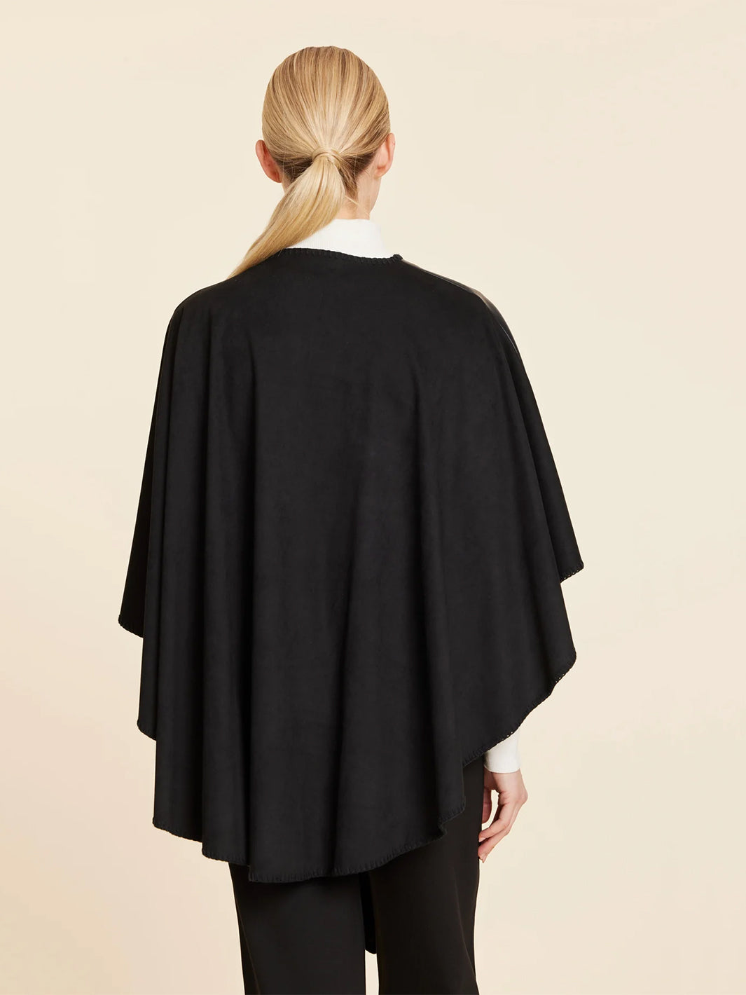 Faux Leather &amp; Faux Suede Whipstitch Wrap in Black