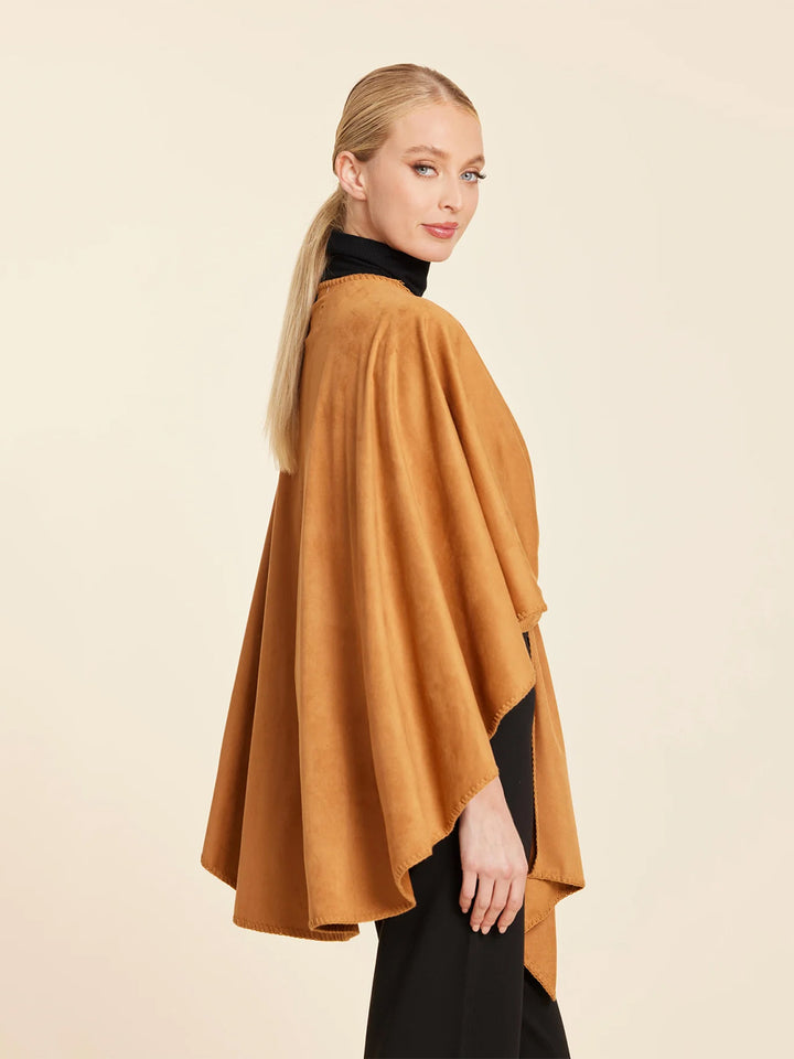 Faux Suede Whipstitch Wrap in Burnt Orange