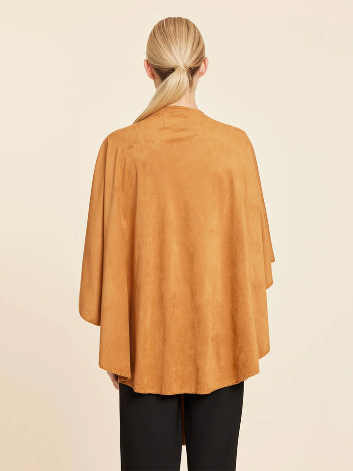 Faux Suede Whipstitch Wrap in Burnt Orange