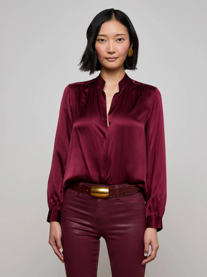 Bianca Silk Blouse in Dark Port