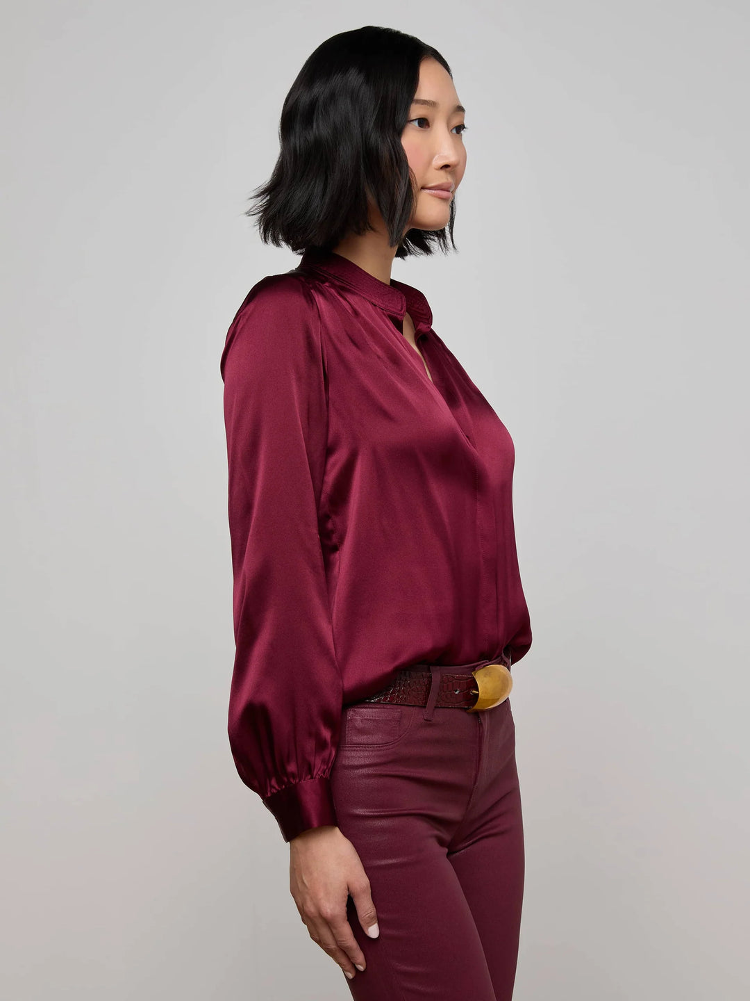 Bianca Silk Blouse in Dark Port
