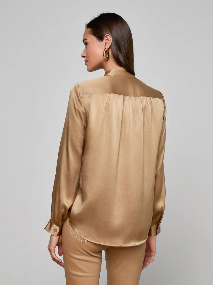 Bianca Silk Blouse in Chai Latte