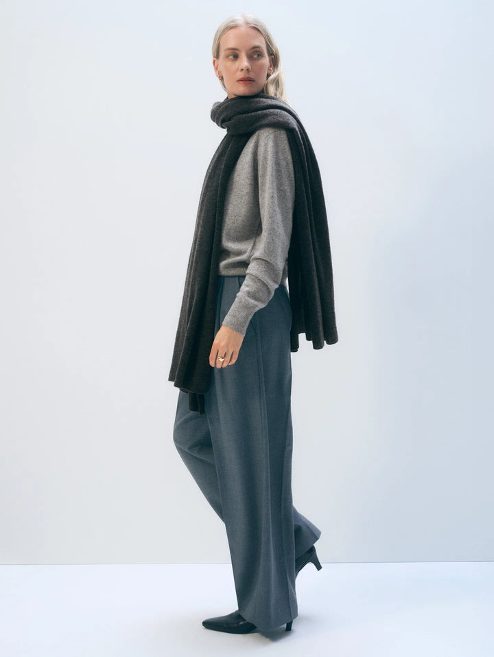 Cashmere Travel Wrap in Dark Slate Heather