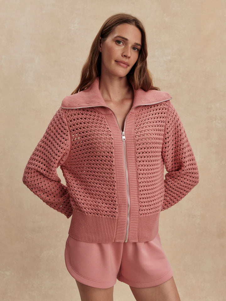Eloise Zip-Through Knit in Brandy Rose