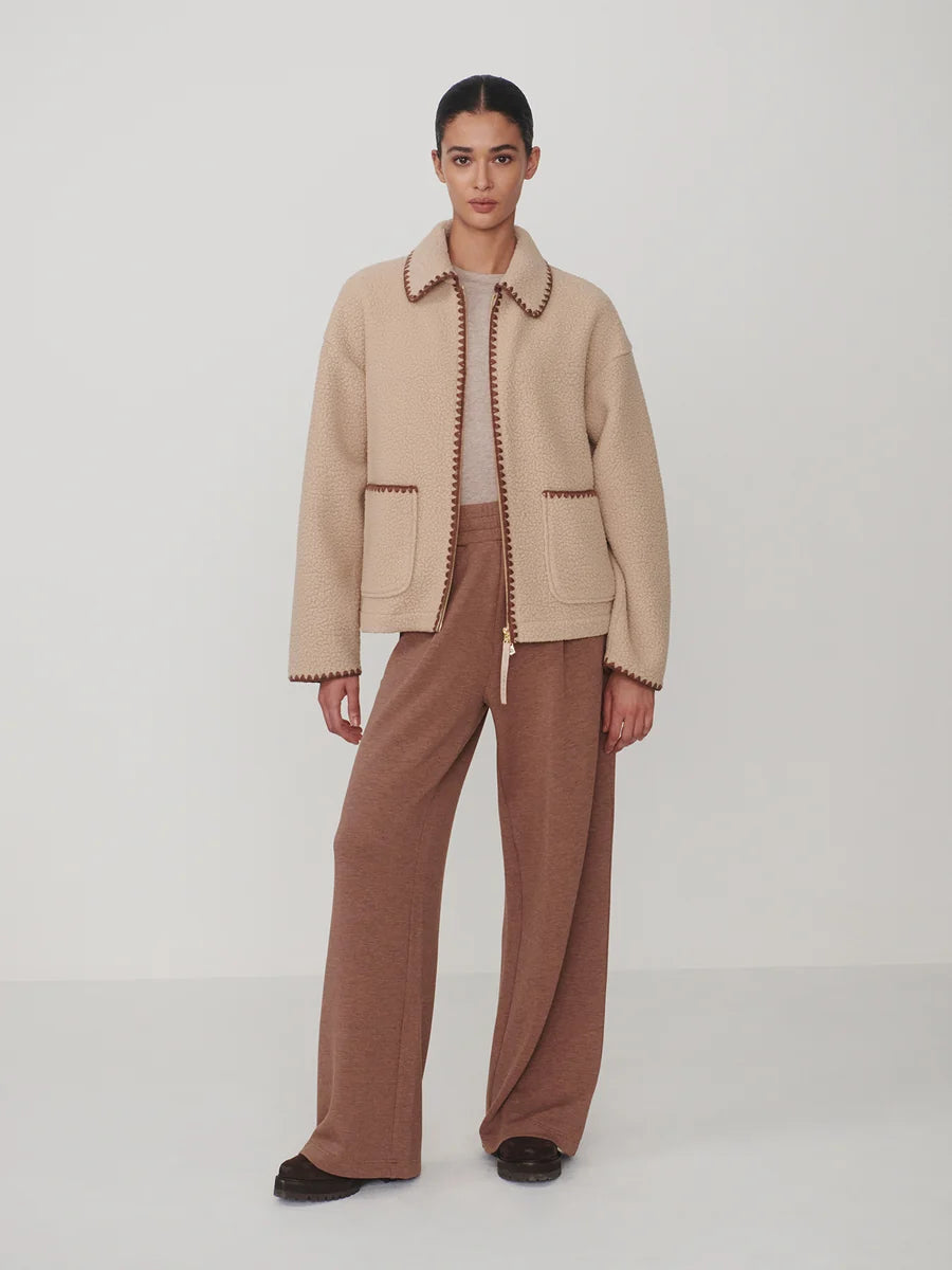 Ruiko Zip-Through Fleece in Light Taupe