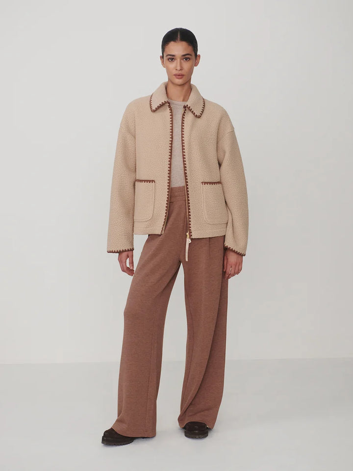 Ruiko Zip-Through Fleece in Light Taupe
