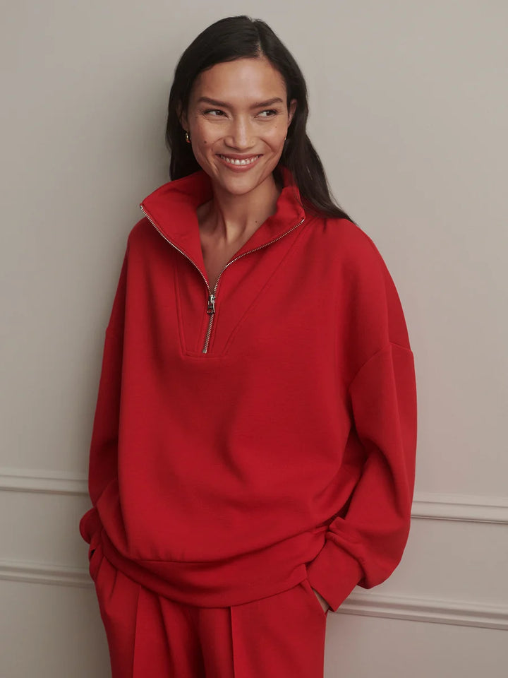 Hawley Half-Zip Sweat in Red Marl
