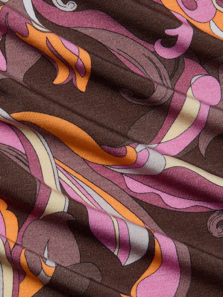 Ressi Fitted Tee in Brown/Pink Multi Abstract
