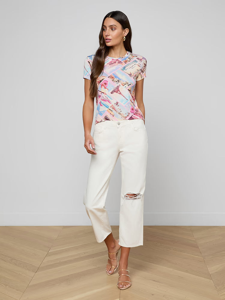 Ressi Fitted Tee in Light Pink Multi Postcard