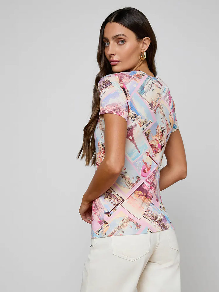 Ressi Fitted Tee in Light Pink Multi Postcard