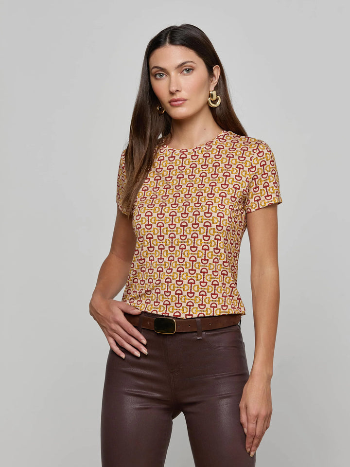 Ressi Fitted Tee in Multi Allover Horse Bit