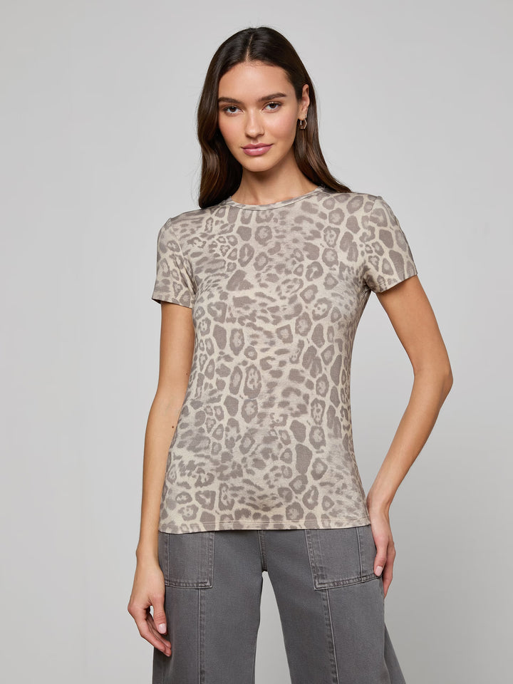 Ressi Fitted Tee in Grey Multi Patch Leopard