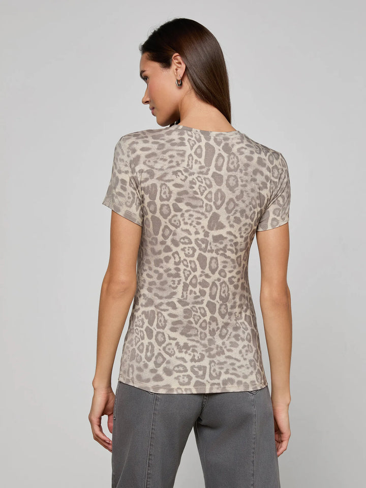 Ressi Fitted Tee in Grey Multi Patch Leopard